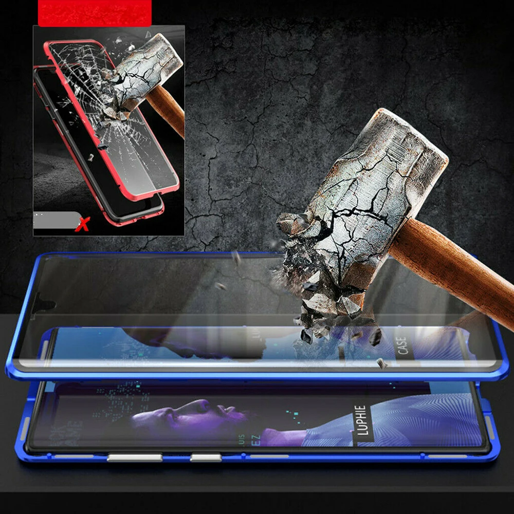 

New Magnetic Case for Samsung Galaxy Note 10 Plus 5g Double Sides Protective Glass Cover for Samsung Note 10+ Magnet Case Film