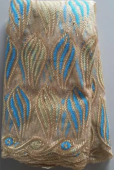 

gold Latest Nigerian Tulle Lace 2020 French Net Beaded Lace Fabric For Nigerian Wedding Embroidery African Lace Fabric ALL2852