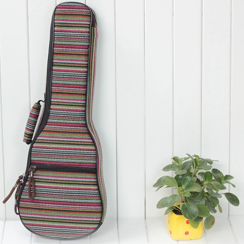 

21 Inch / 23 Inch Ethnic Knitting Style Ukulele Bag Backpack Double Shoulder Strap Cotton Padded Ukulele Carrying Case