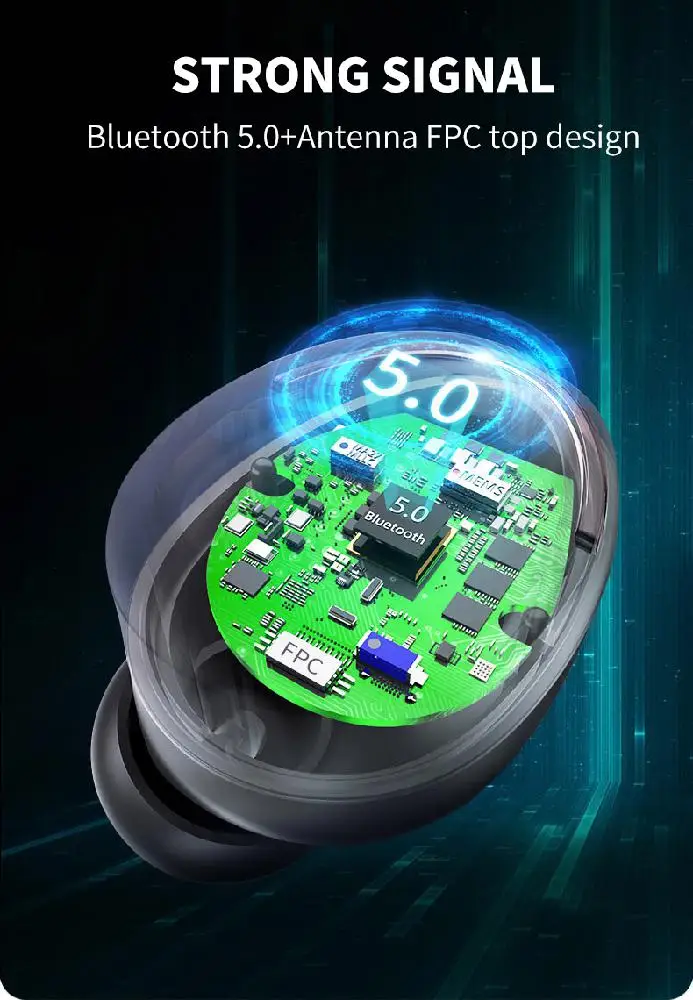 IPX7 водонепроницаемый TWS Bluetooth V5.0 беспроводная гарнитура сенсорное управление HiFi 3D стерео наушники шумоподавление спортивные наушники