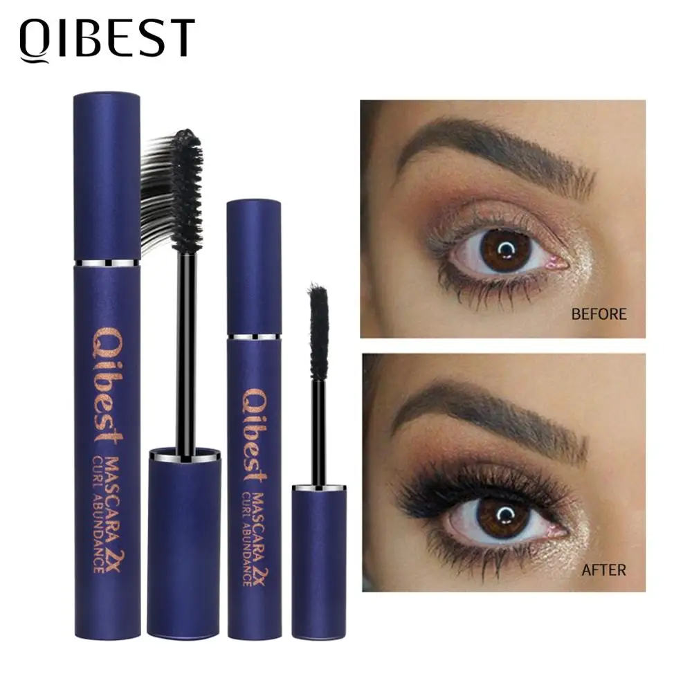 

QIBEST 4D Charm Mascara Set Waterproof Slim Mascara Makeup Silk Graft Growth Professional Curling Eyelashes Black Fiber Cosmetic