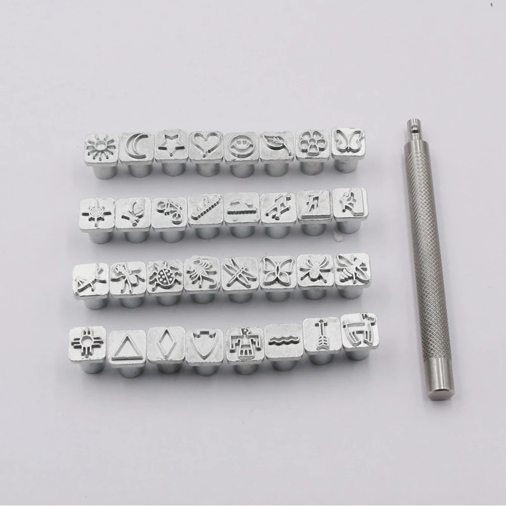 32 шт. набор инструментов для штамповки для печати DIY Искусство загара твердое изготовление для кожи металл резьба ремесла пробивные узоры работы