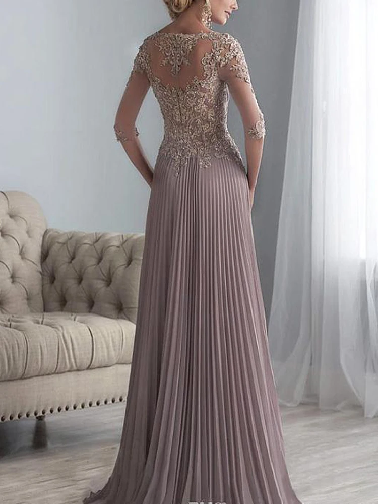 Vestido-De-Madrinha-Beaded-Lace-Mother-of-The-Bride-Dresses-Plus-Size-2019-Chiffon-Half-Sleeves (1)