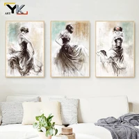 Modern Black And White Boy Girl Smokey Oil Painting on Canvas Posters and Prints Cuadros Wall Art Pictures For Living Room
