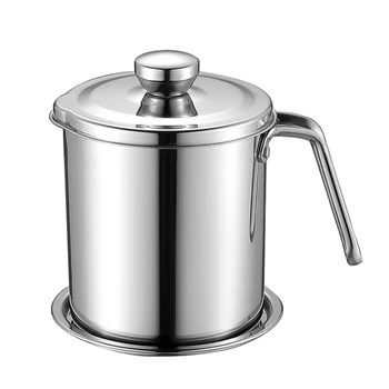 

Kitchen Stainless Steel Grease Container,1.6L Cooking Oil Can with Fine Mesh Strainer,Removable A Coaster Tray