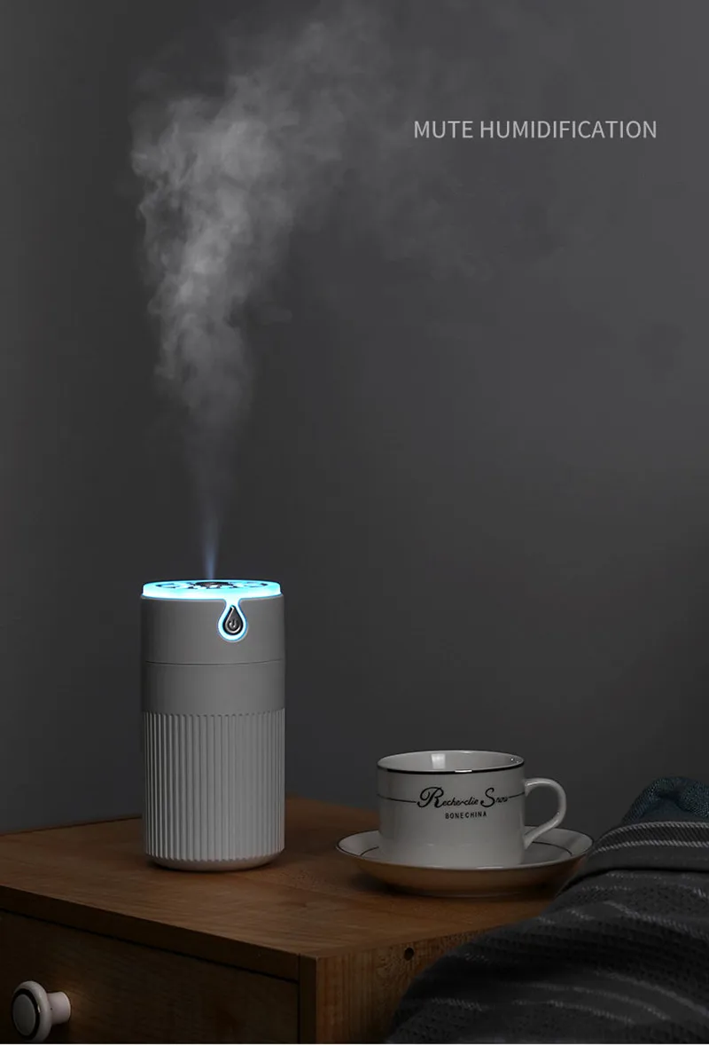 420ML Home Appliances Mini Air Humidifier USB Cool Mist Maker for Car Office Aroma Essential Oil Diffuser with Colorful LED Lamp