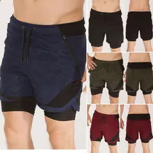 Мужские шорты для бега 2-Слои лето для тренировок, фитнеса Короткие штаны спортивные очки для велоспорта, мужские кроссовки для бега Мужские Шорты для купания плюс Размеры M-3XL