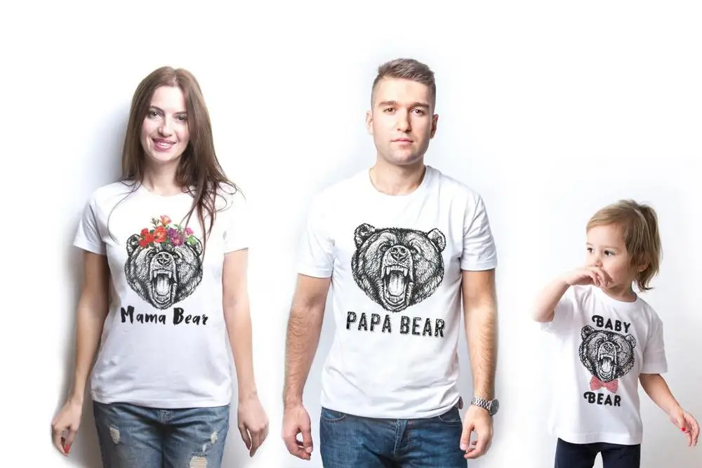 PaPa Bear Baby MaMa Shirt Fathers Day Gift T Tee Dad Mom Present Family Matching Parent-child T-shirt Tops | Мать и ребенок