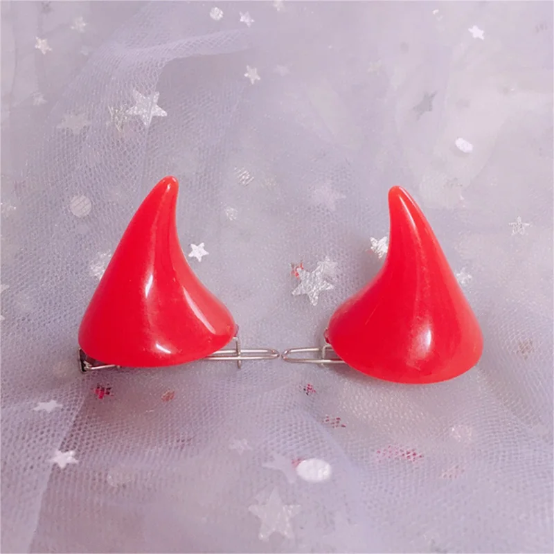 

1 Pair Gothic Party Cosplay Costume Pin Hairpins Small Demon OX Horn Hair Clips Costume Horn Halloween Headwear Hair Accessories