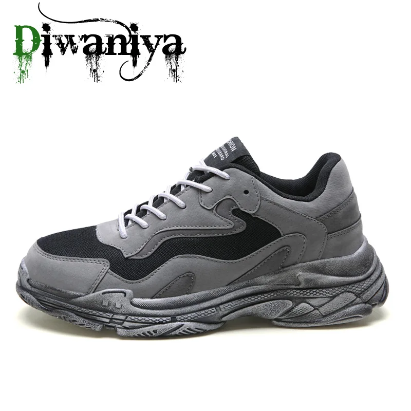 Diwaniya Four Seasons Youth Fashion Trend Shoes Men Casual Ins Hot Sell Sneakers Men New Colorful Dad Shoes Male Big Size 36-45 - Цвет: Gray Black