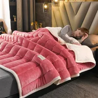 Home Lamb Cashmere Thick Bed Blanket Sofa Winter Warm Sherpa Duvet Cover Newborn Wraps Kids Bedspread 180X200CM 2