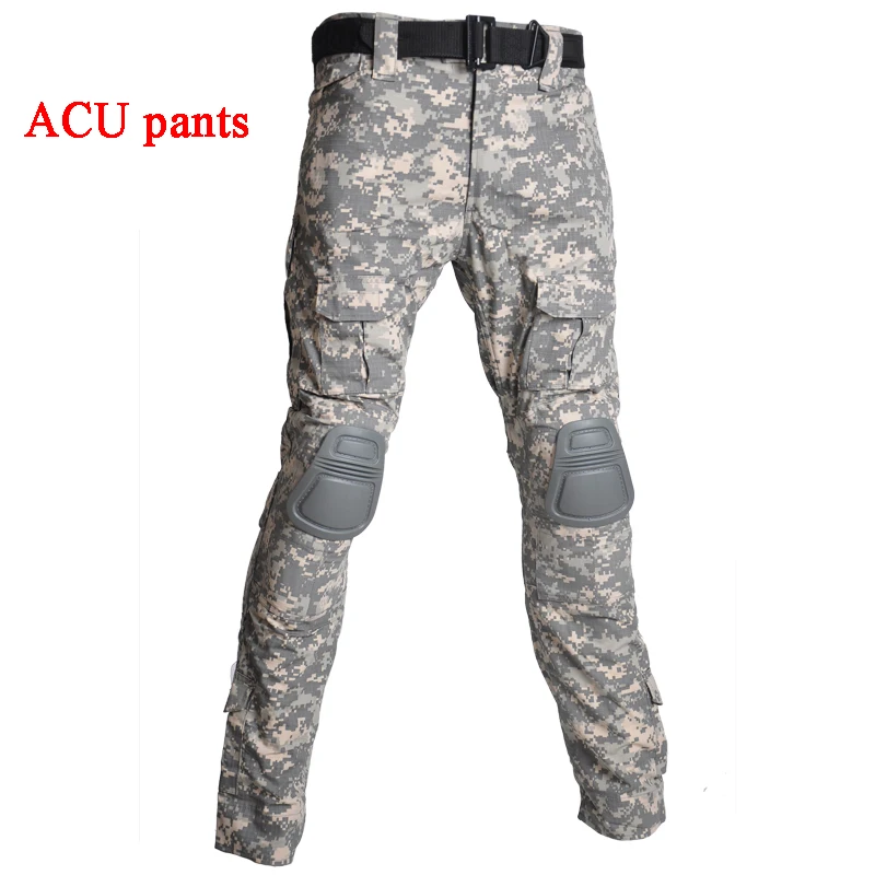 pants ACU Камуфляжная Военная тактическая Униформа, охотничий камуфляж, страйкбол, пейнтбол, охотничий костюм, набор с длинным рукавом, быстрая штурмовая одежда армии США - Цвет: pants ACU