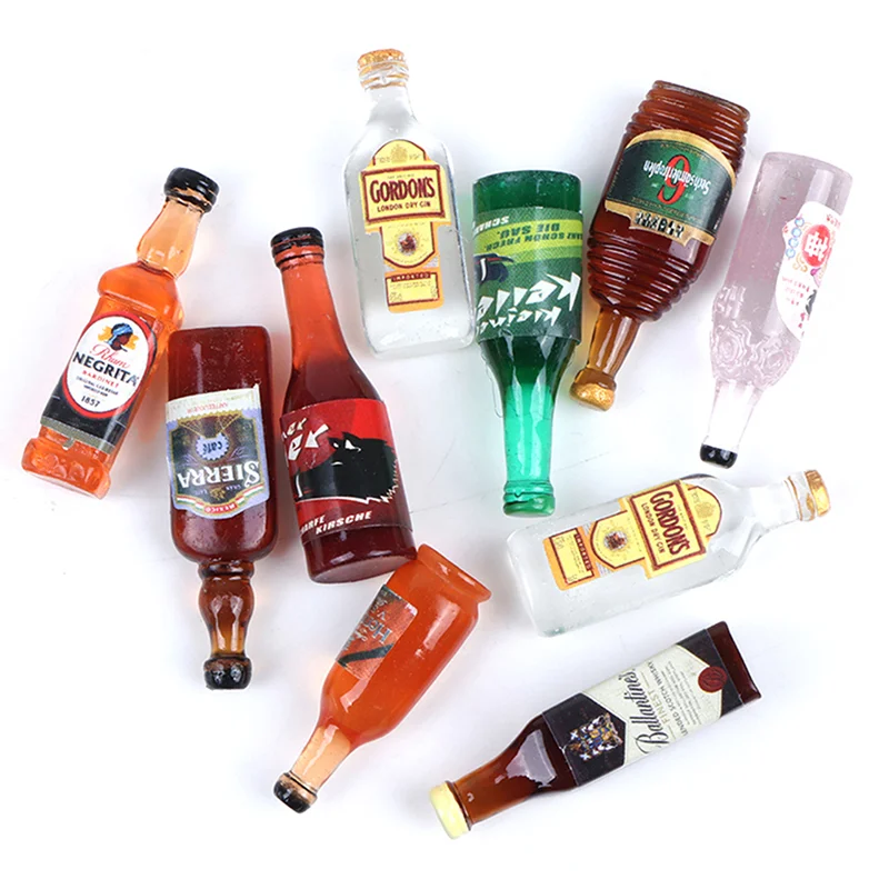 10Pcs/lot 1:12 Dollhouse Miniature Drinks Wine Model Doll Kitchen Food Accessories