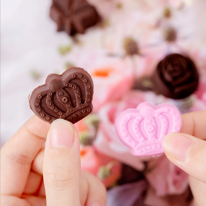 

6pcs/lot Creative chocolate shapes Mini Rubber Eraser for Erasable Pens Kids Gift Pretty Stationery Office School Supplies