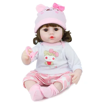 

Reborn Baby Doll 42CM Kids Soft Vinyl Cloth Body Toys For Girls Accompany Lifelike Toddler Curls Bebe Newborn Birthday Present