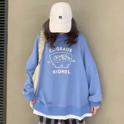 2021 primavera e outono nova emenda pulôver moda coreano grosso fino feminino moletom marinho cinza preto rosa feminino hoodi