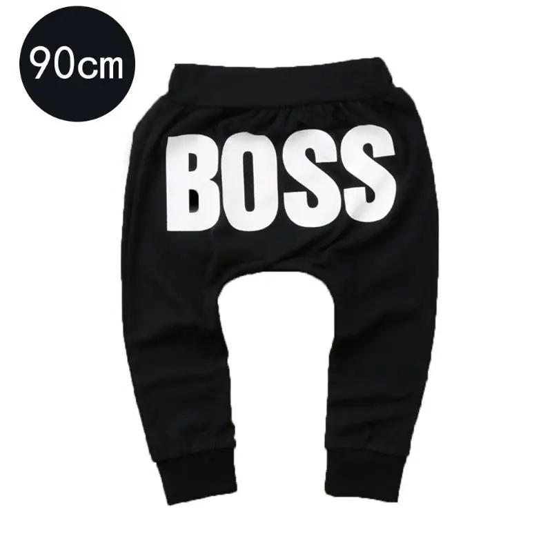 White 90 Штаны для маленьких мальчиков и девочек; штаны с надписью «BOSS»; Хлопковые Штаны-шаровары для маленьких девочек; повседневные брюки; Одежда для мальчиков и девочек; D08C - Цвет: White 90