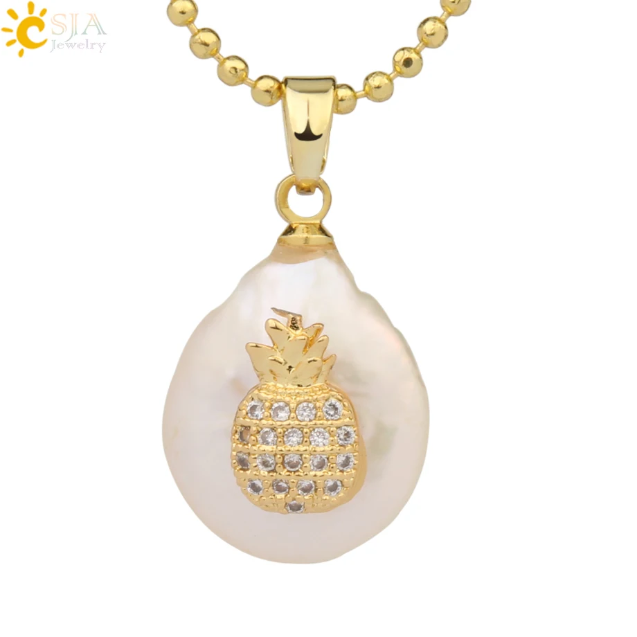 Necklace-N Csja кулон из пресноводного жемчуга, крошечное ожерелье из бисера, сердце из фианита подвески в форме цветов для детей, милое колье для девочек, модные украшения, G213 - Окраска металла: Necklace-N