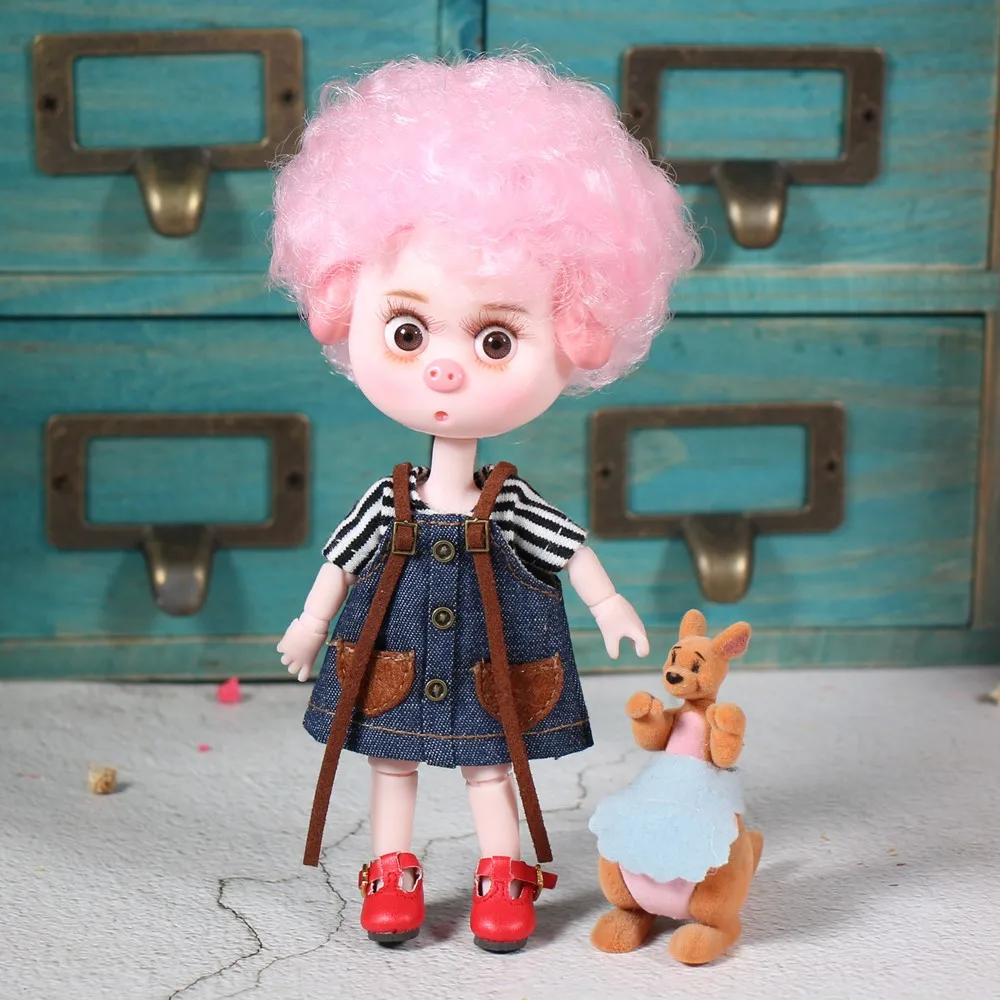 1/12 BJD blyth кукла 26 шарнирное тело Милая свинка ob11 кукла с одеждой Обувь Детский подарок 15 см мини кукла имя от DODO