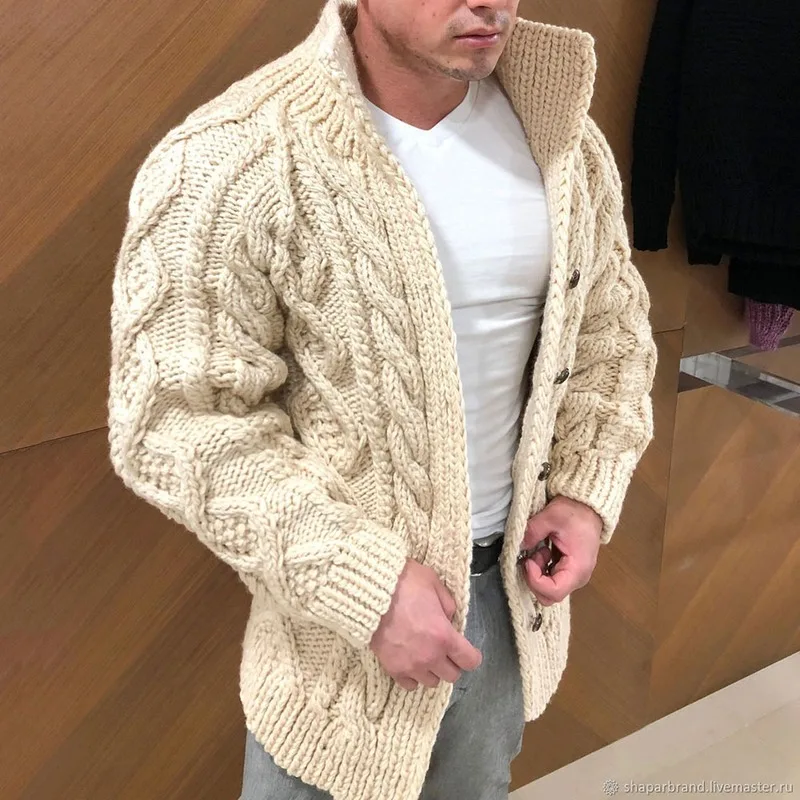 

Hot Men's Clothing 2020 Autumn Winter New Knit Sweater Stand-up Collar Cardigan Solid Color Sweater Jacket Men