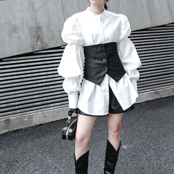 

female 2020 new spring court level wind restoring ancient ways hubble-bubble sleeve long shirt female of loose, 1230