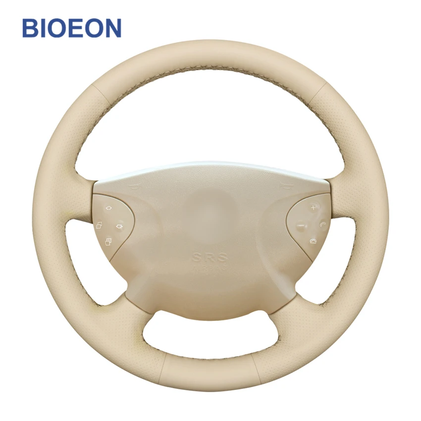 

Beige PU Artificial Leather Hand Sewing Car Steering Wheel Covers for Mercedes Benz E-Class W211 G-Class W463 2002-2006 2007