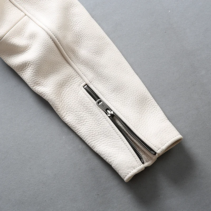 classic sheepskin coats 2022 New Arrival motorcycle genuine leather jacket men turn-down collar cowskin men's biker jacket white coat mens sheepskin coat