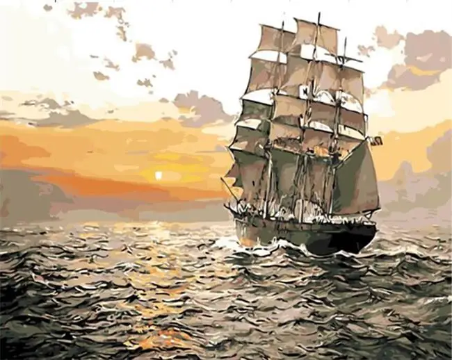 DRAWJOY Framed Seascape DIY Painting By Numbers Wall Art For Living Room Canvas Oil Home Decor 40*50cm | Дом и сад