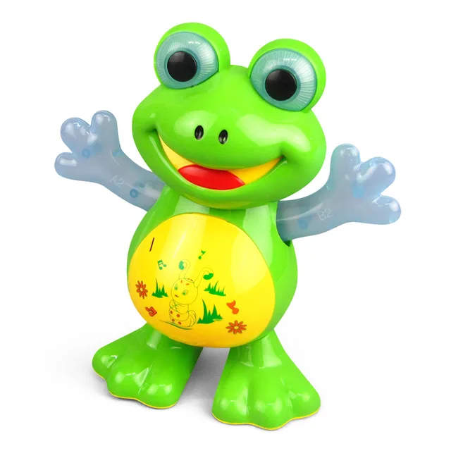Electric Cartoon Animal Doll Light Sound Moving Music Toy Multi-Functional Universal Green Frog Funny Gift For Children 5