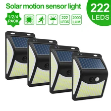 

222 LED Solar Light Outdoor 4 Modes Motion Sensor PIR Solar Lamp Waterproof Wall Light Solar Powered Sunlight Garden Decoration