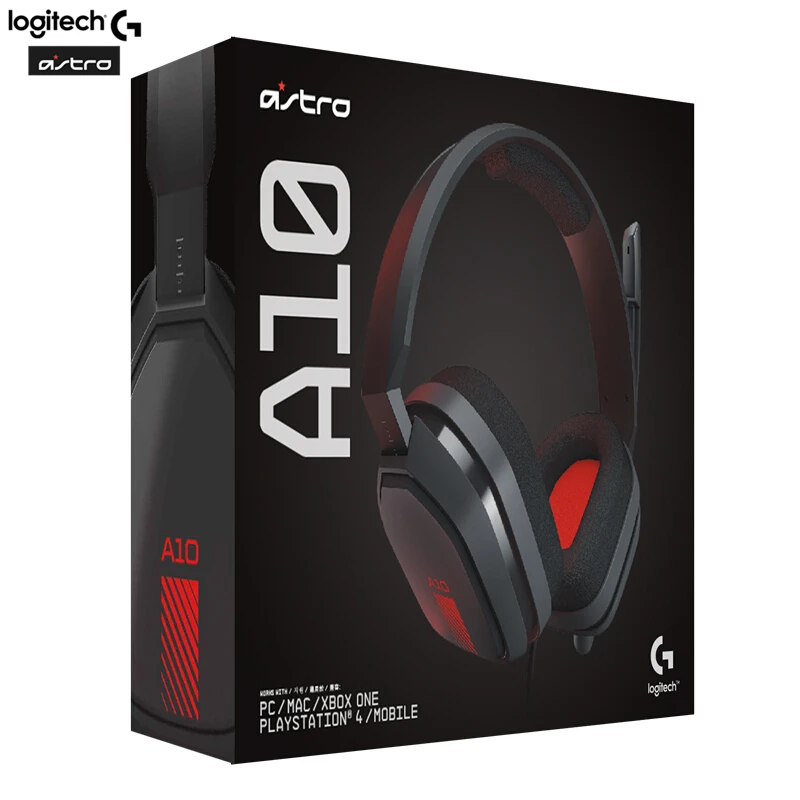 Красный Проводная гарнитура logitech ASTRO A10 Игровые наушники с шумоподавлением для playstation 4, PS4, Xbox One, PC, Mac, Switch - Цвет: Красный