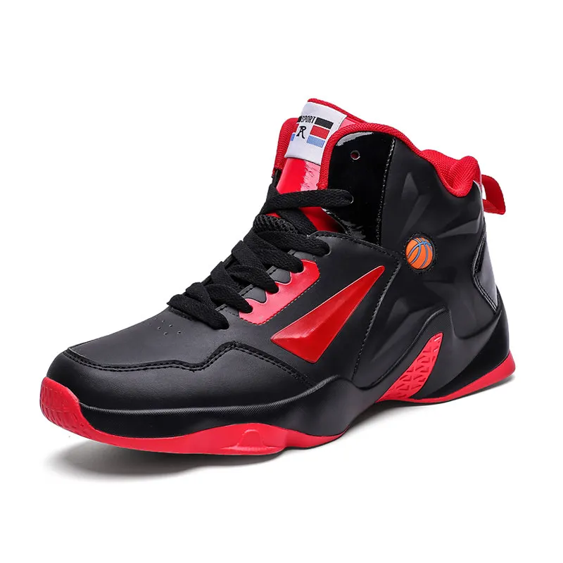 RUIFF мужская обувь кроссовки на резиновой подошве Баскетбольная обувь Молодежный тренд кроссовки стильные легкие баскетбольные кроссовки - Цвет: Black red