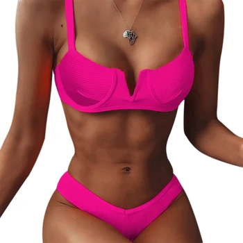 

Womens Swimwear Bandage Push Up Bikini Set Swimsuit Bathing Suit 2020 Summer Two Piece Set Bandage Swimming Clothes Swim Wear