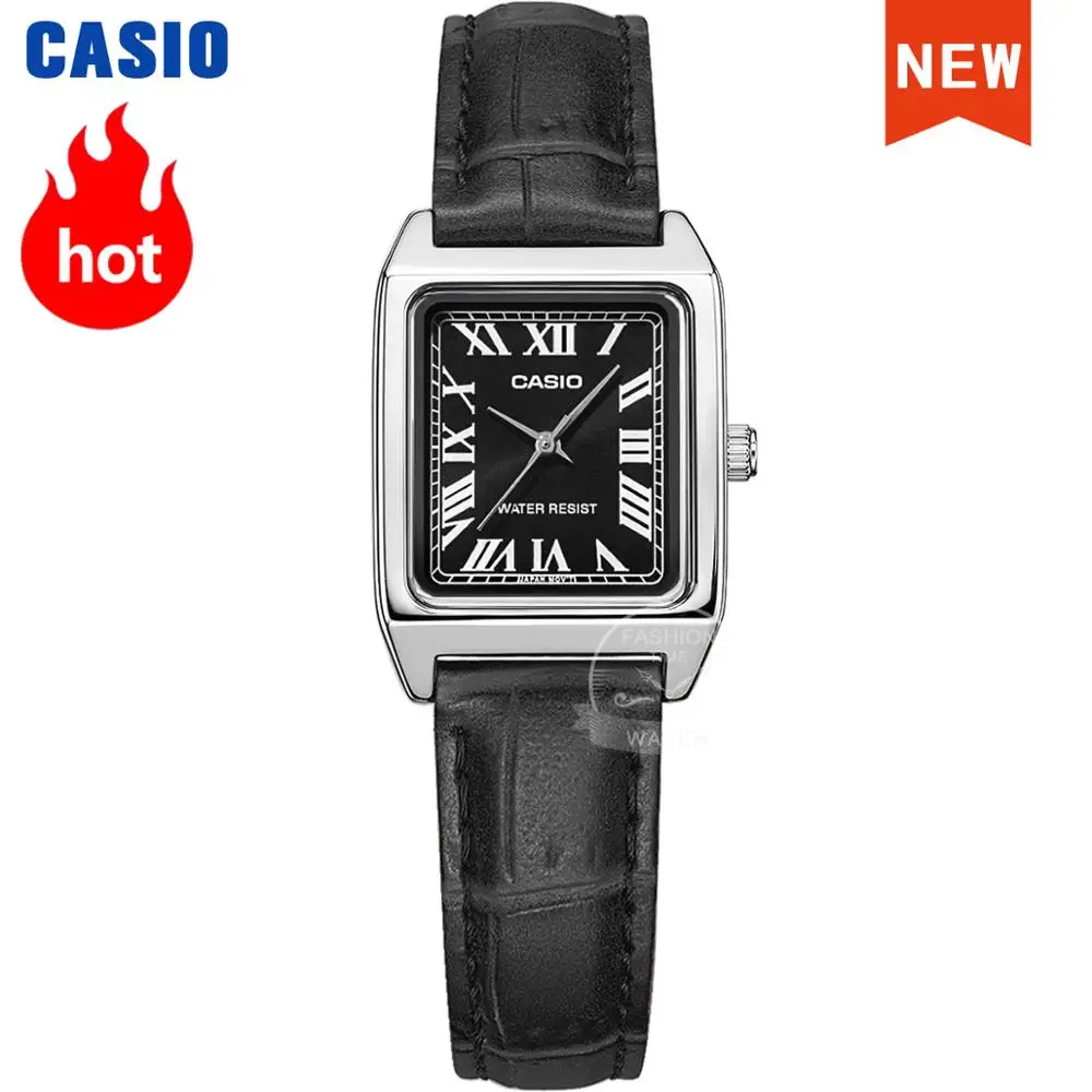 Casio Watch Часы женские роскошные брендовые аналоговые Кожаные квадратные циферблат