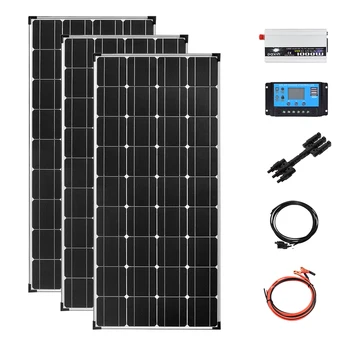 

Off-grid Solar panel System 360W 12v 110V 220v battery charger plate Photovoltaic for home RVs trailers boats sheds