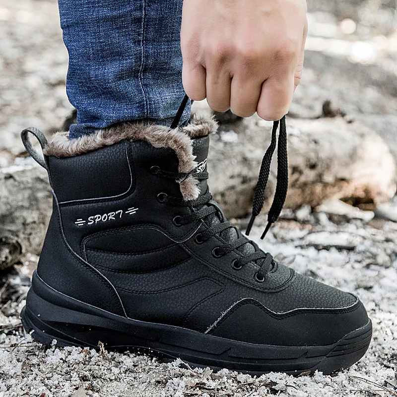 Cena Mężczyźni zimowe buty górskie Outdoor wodoodporne wspinaczka śnieg buty człowiek pluszowe buty taktyczne ciepłe botki Plus rozmiar 39 46