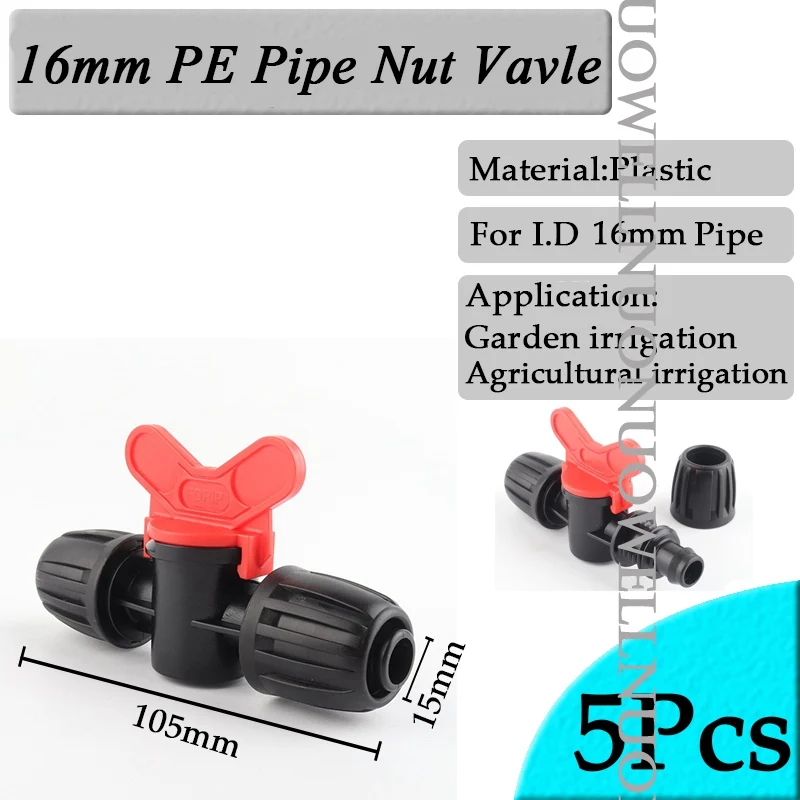 5pcs 16mm Garden Irrigation Tube Connector POM Watering Hose Nut Elbow Tee Connectors Agricultural irrigation PE Pipe Joints