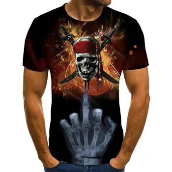 

Skull T shirt Men Skeleton T-shirt Punk Rock Tshirt Gun T shirts 3d Print T-shirt Vintage Gothic Mens Clothing Summer tops