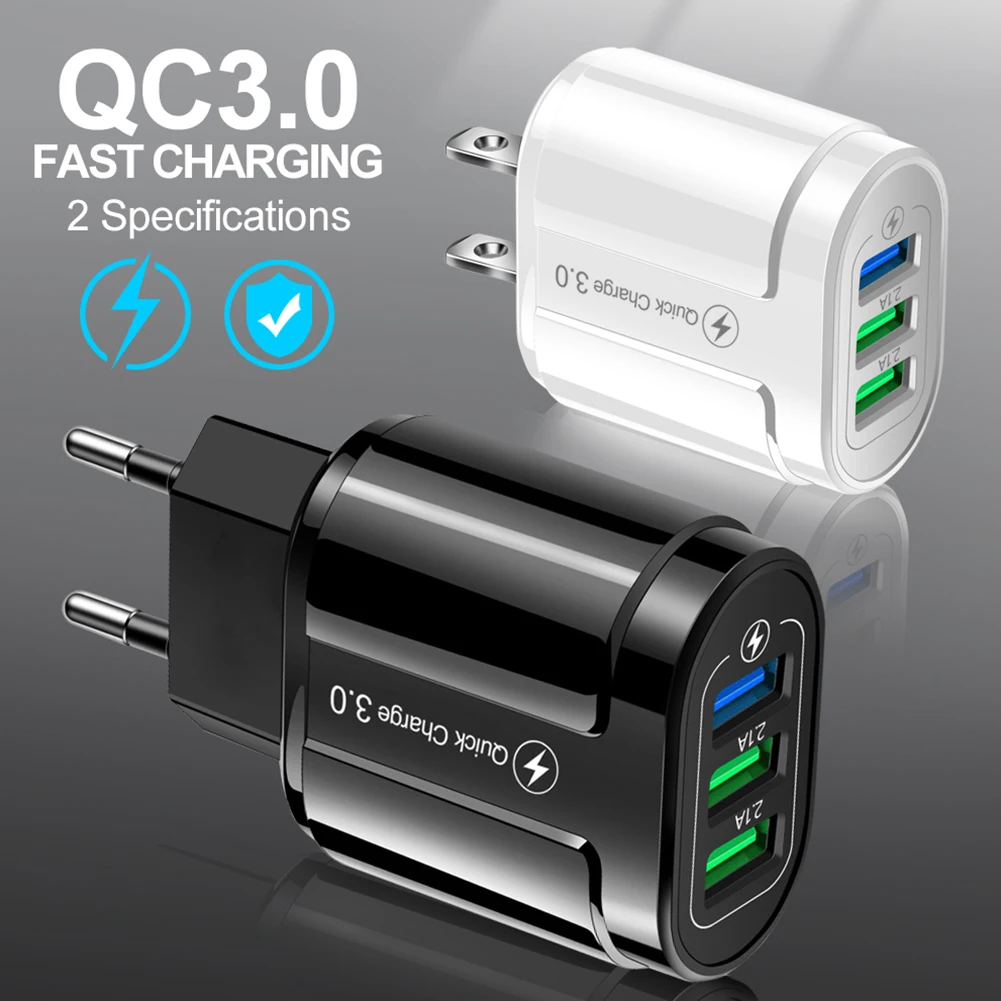 Быстрое зарядное устройство с 3 портами USB QC 0 настенный адаптер для быстрой