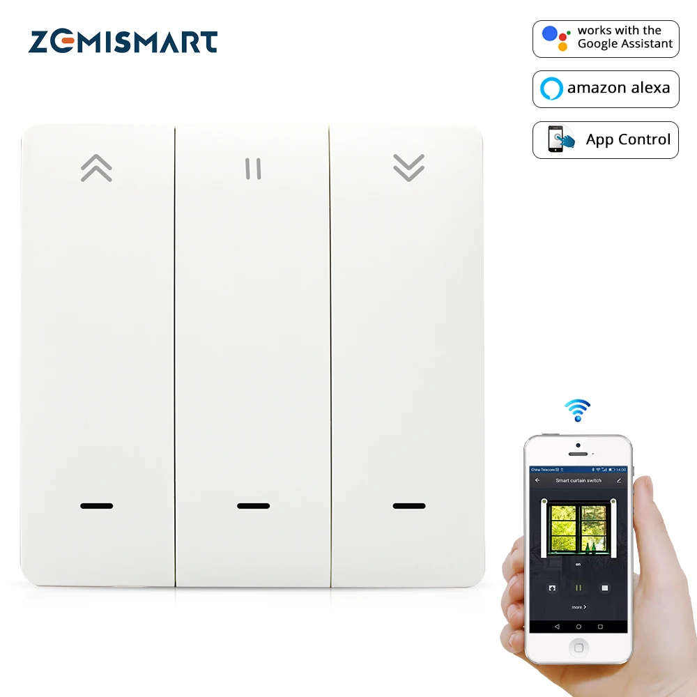 Zemismart WiFi Tuya Roller Shade Switch Wall Push Switch Alexa Echo Google Home Smart Life Timer Control