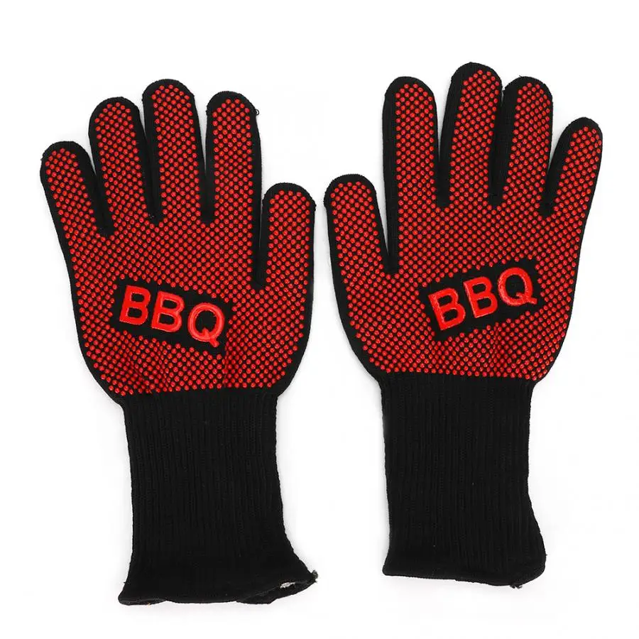 800 Degress Heat Resistant Fire Gloves Flame Retardant Antiskid Fireproof Grill Microwave Oven BBQ Baking Hand Protection PM024 bbq grill gloves high temperature resistance 800 degrees fireproof heat insulation glove cooking baking barbecue microwave oven