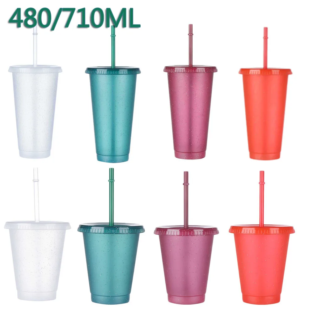 Creative Flash Powder Straw Cup Sequined Glitter Colorful Coffee Juice