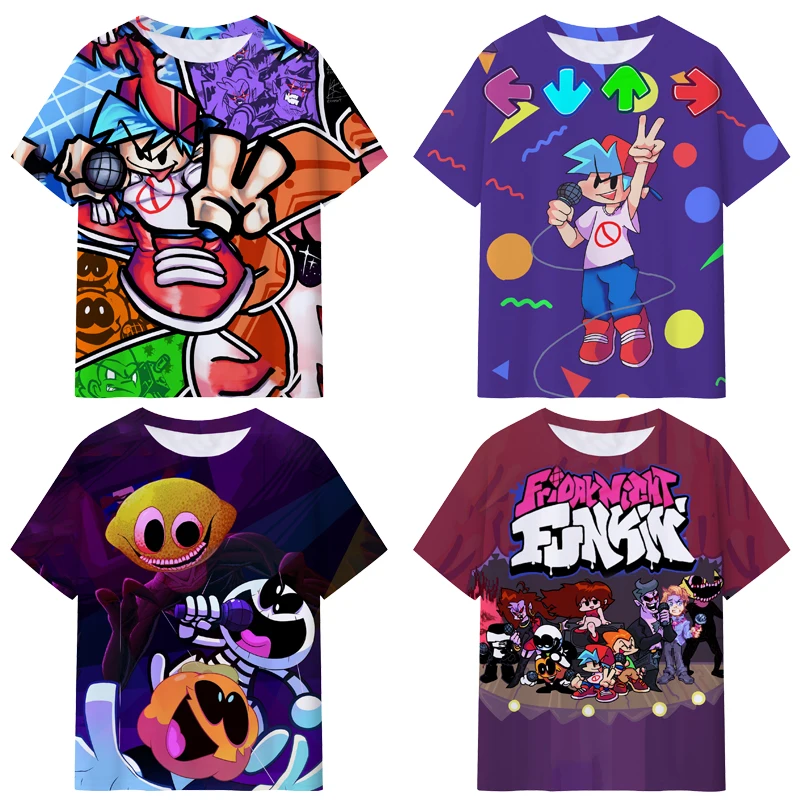 

Children Friday Night Funkin 3D Print T Shirts Kids Game T-shirts Boys Girls Cartoon Anime Tshirts Summer Toddler Tee Streetwear