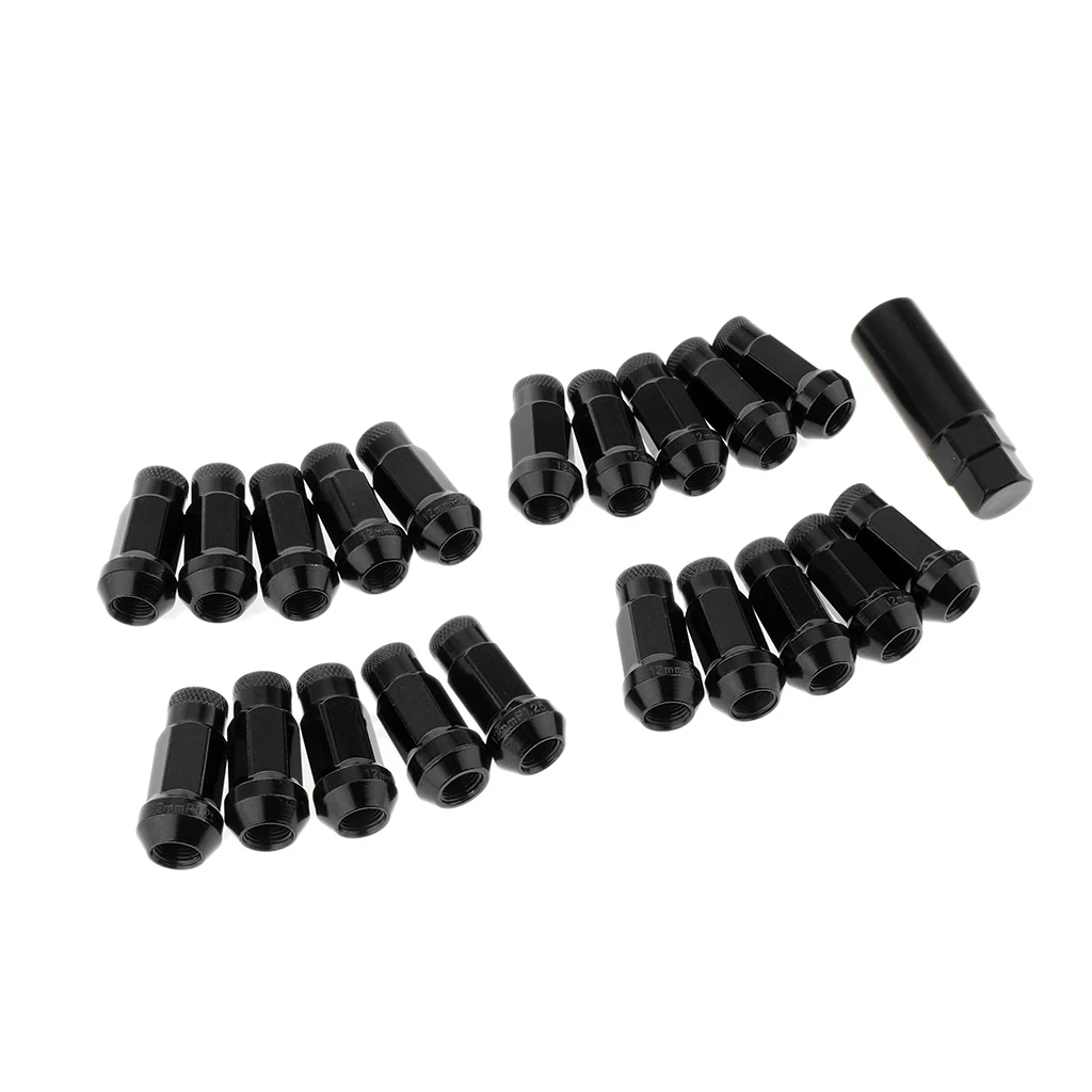 Metal Extended Dust Cap Lug Nuts Wheel Rims Tuner W/Lock M12x1.25