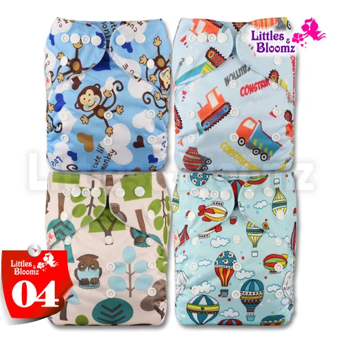 [Littles и Bloomz] 4 шт./компл. детские один размер Многоразовые вкладыши для тканевых подгузников крышка Обёрточная бумага для Применение с плоским крышам или приталенные пеленки - Цвет: 04