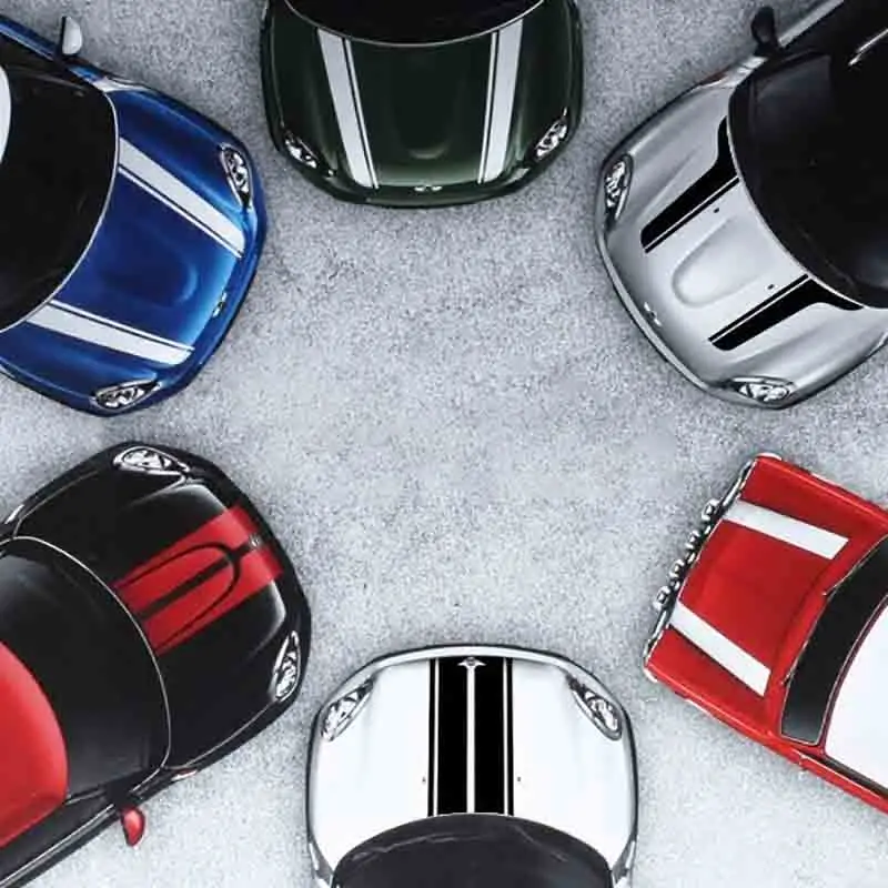 Автомобильные наклейки в полоску с капюшоном для автомобиля Стайлинг MINI Cooper S