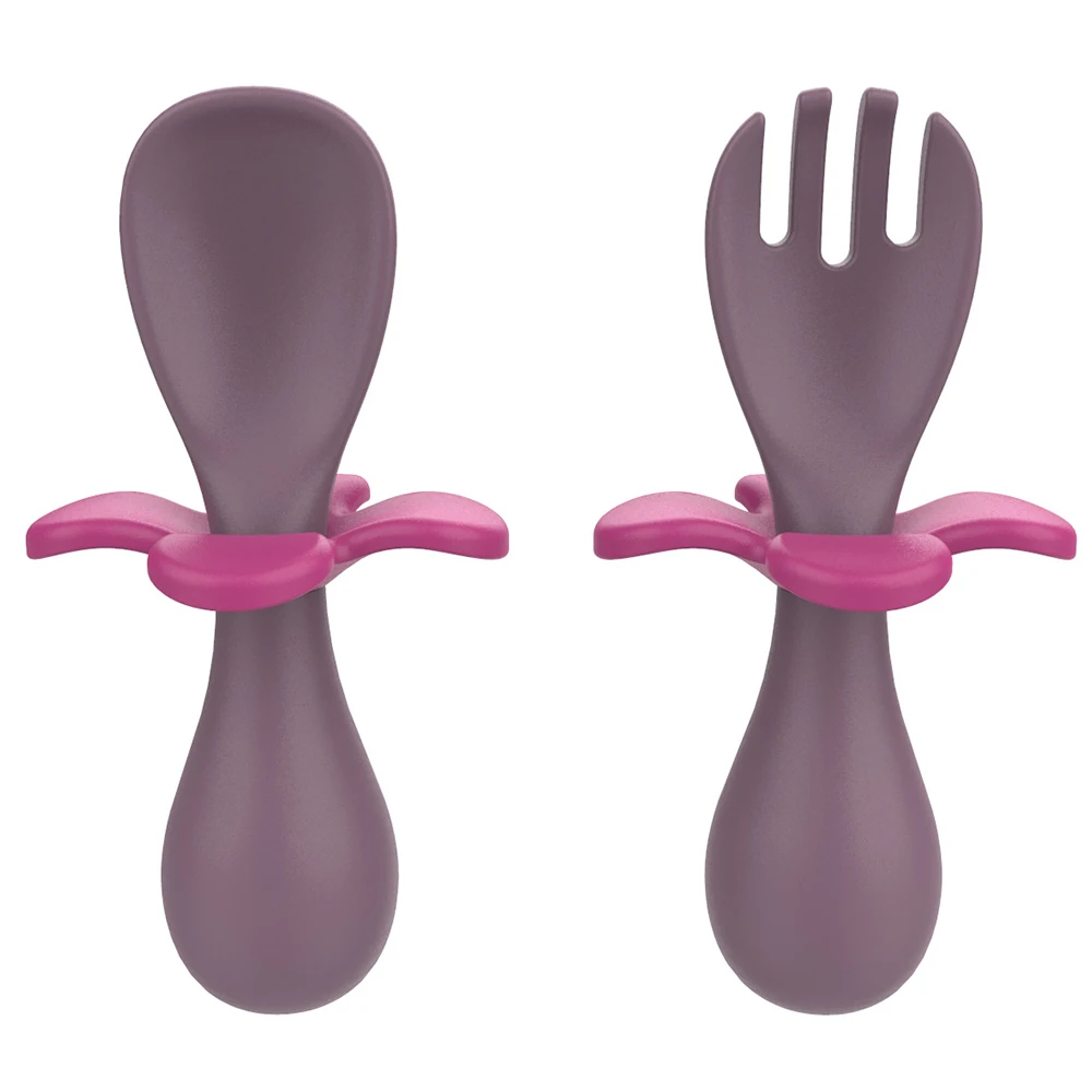 Lot De 2 Couverts Bébé Inox Rose & Vert – Cuillère + Fourchette Enfant Antirouille Avec Poignée ABS & Boîte De Rangement