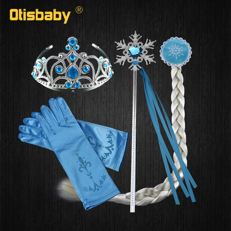 Crown Set Elsa 2, Рождественская Одежда для младенцев; платье Эльзы и Анны для девочек Снежная Королева; Детский костюм на Хеллоуин, костюм для принцессы с изображением принцессы Эльзы детское платье для девочек - Цвет: Crown Set