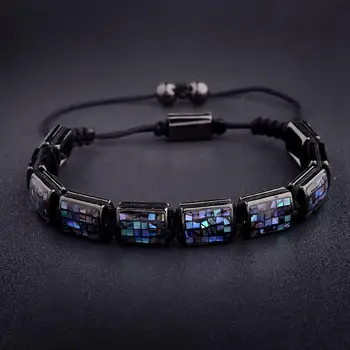 

10MM Square Braided Bracelet High-end Aurora Color Abalone Shell Gradient Color Bracelet Jewelry Gift For Delicate Women Men