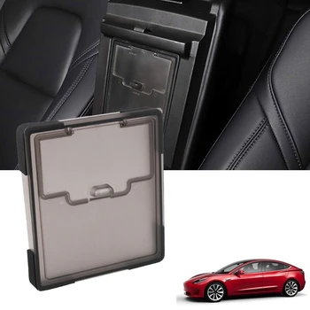 

Armrest Box Cover Storage Box Smoked Black for Tesla Model 3 2017- 2019 Center Console Cover